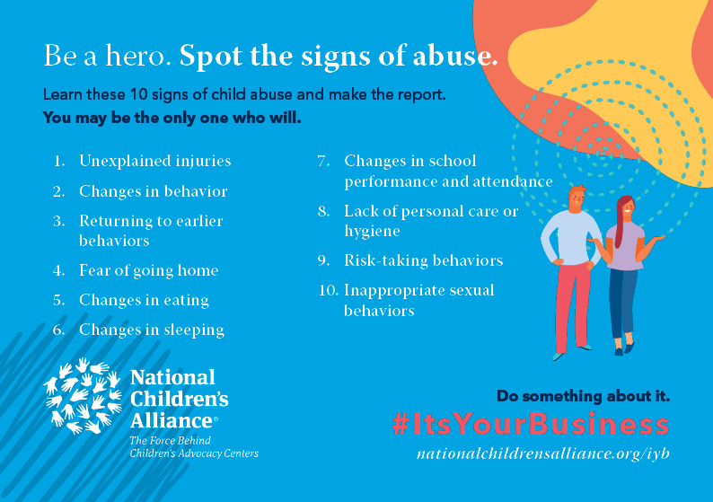 Resource Card: Learn these 10 signs of abuse and make the report.