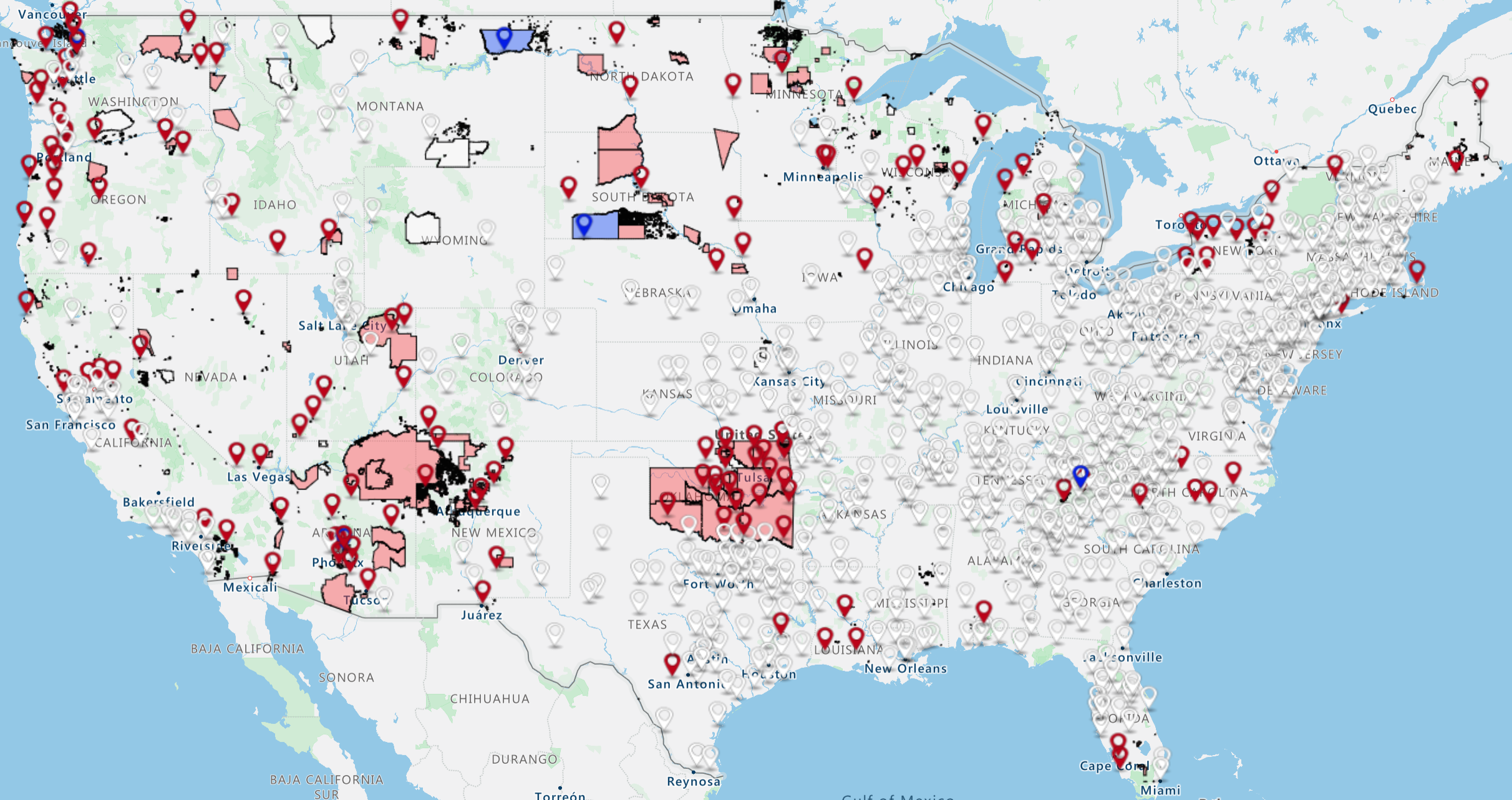 2021 map of the contiguous U.S. showing federally recognized tribal areas and NCA Member CACs