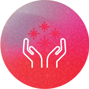 Resources: Institute icon of hands cradling starbursts