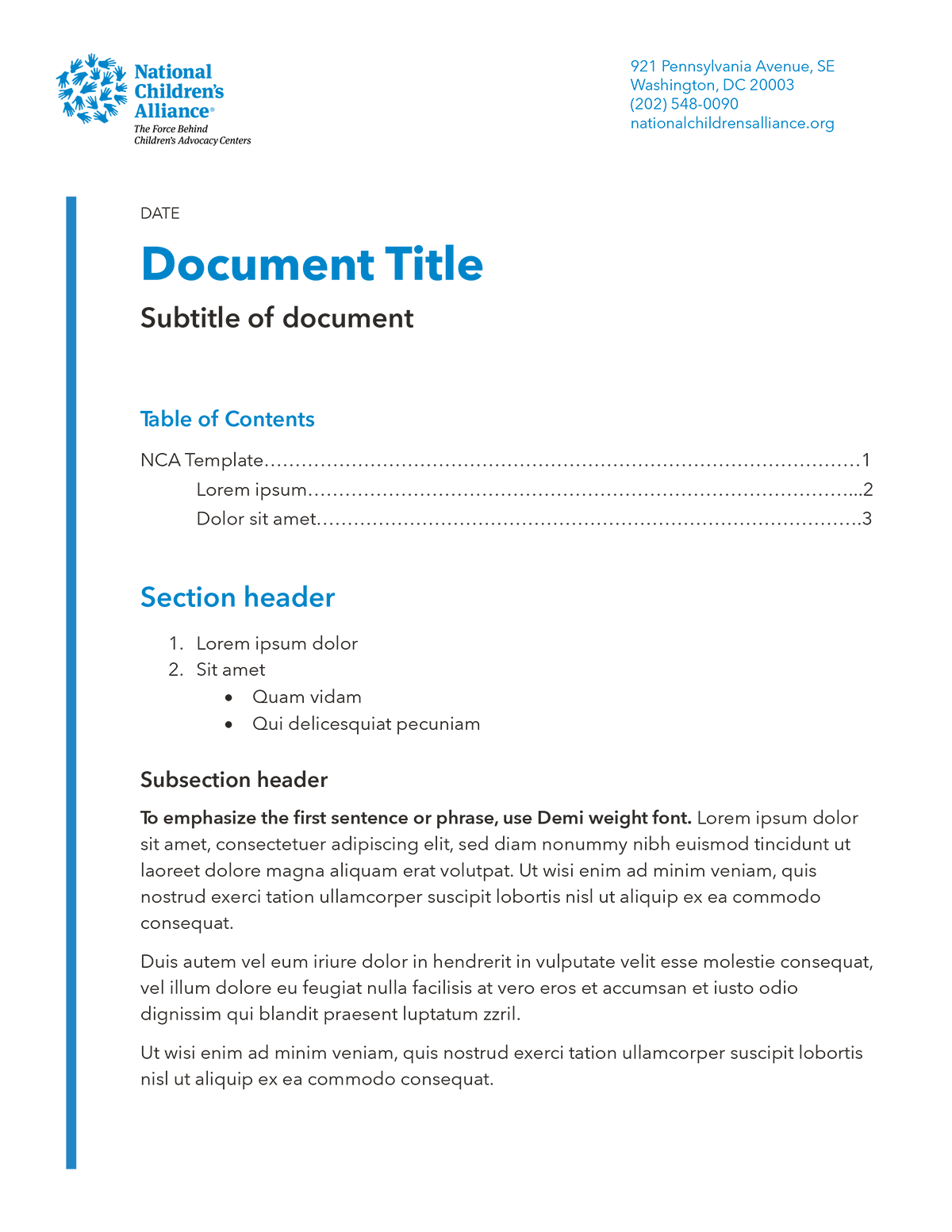 NCA Word Template Cover Image